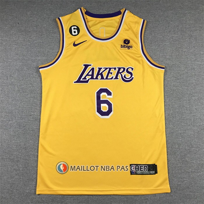 Maillot Los Angeles Lakers LeBron James NO 6 Icon 2022-23 Jaune